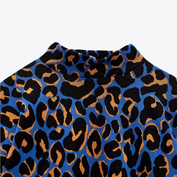 Zara Jacquard Patterned Sweater Cheetah Print Turtleneck - Picture 11 of 15